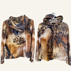Y2K Kaktus Animal Print Velour Sequin Hoodie Size Small